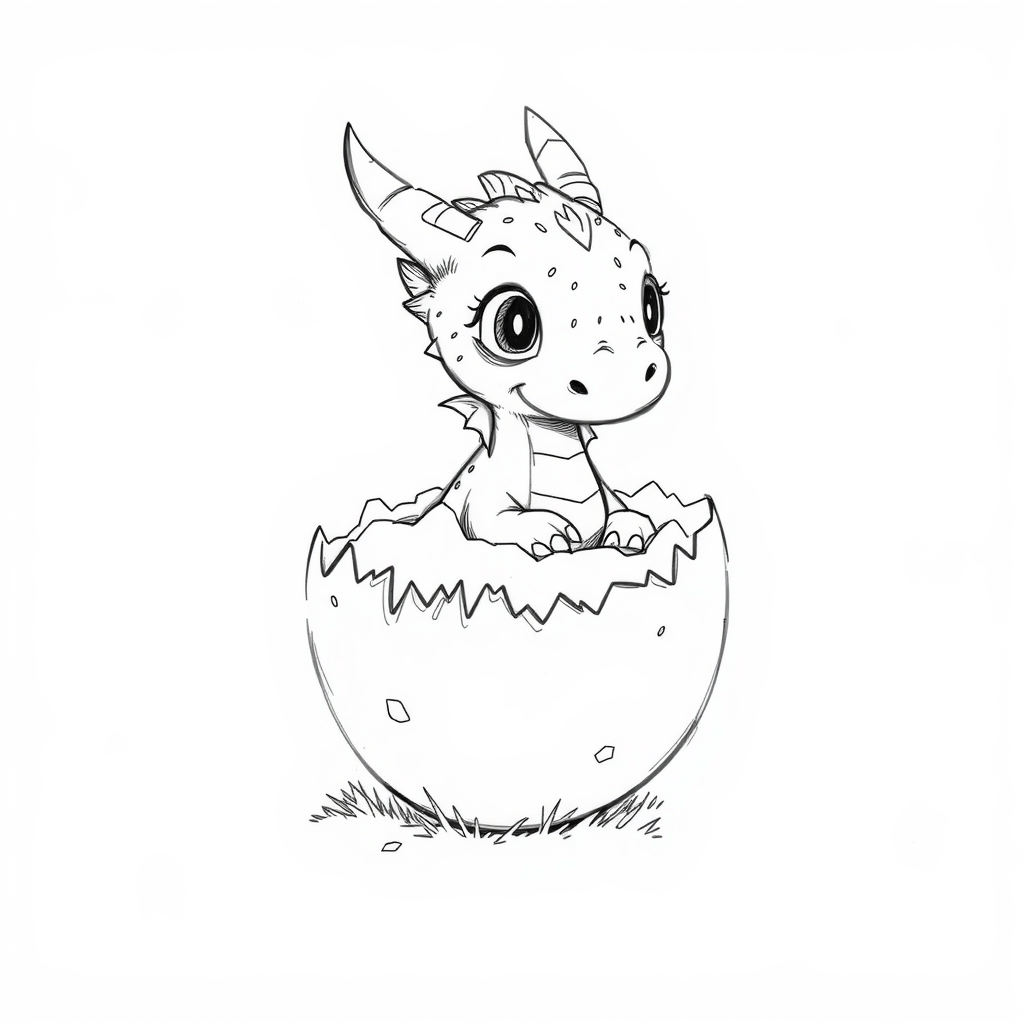Baby Dragon Hatching from an Egg