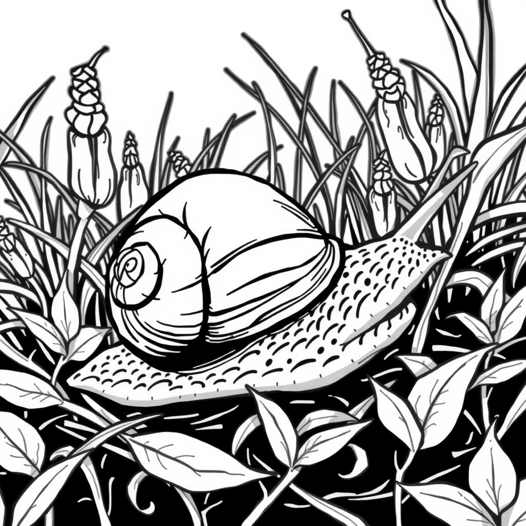 Realistic Snail in Nature
