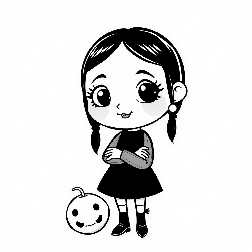 Wednesday Addams Cartoon Style